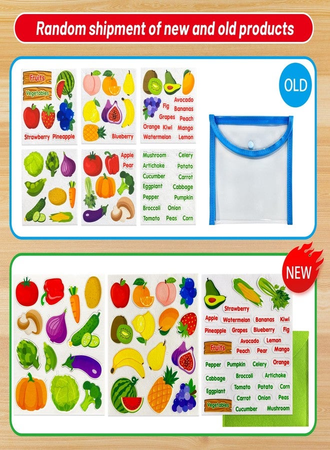 PENGFULL Felt Fruits and Vegetables Learning Pieces,62 Felt Flannel Board Pieces,Learn Common Fruits and Vegetables and Words for Kindergarten,Preschool,Toddlers - Image 3